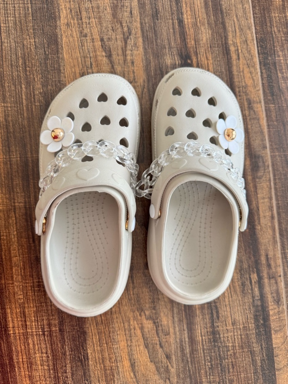 Kids Cream Floral Clog Sandals